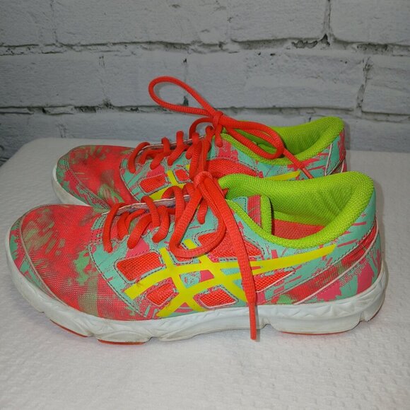 ASICS GEL ATHELETIC RUNNING SHOES, YOUTH SIZE 4 1\2, BRIGHT NEON COLORS - Picture 2 of 9